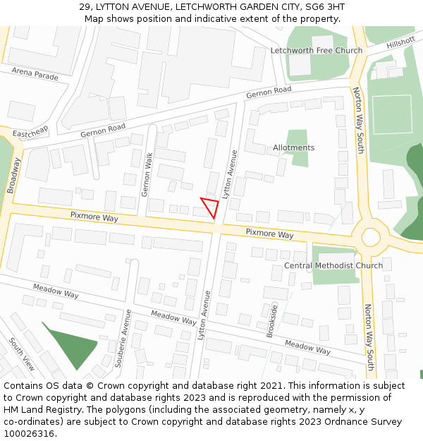 29, LYTTON AVENUE, LETCHWORTH GARDEN CITY, SG6 3HT: Location map and indicative extent of plot