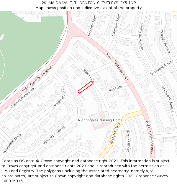 29, MAIDA VALE, THORNTON-CLEVELEYS, FY5 1NP: Location map and indicative extent of plot