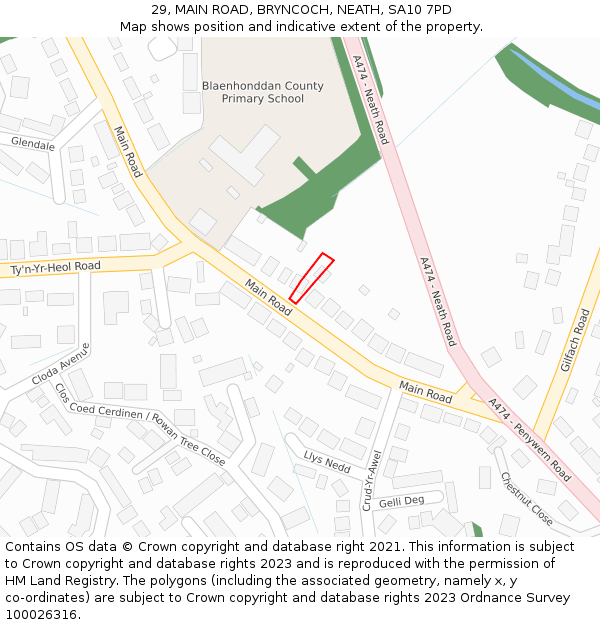 29, MAIN ROAD, BRYNCOCH, NEATH, SA10 7PD: Location map and indicative extent of plot