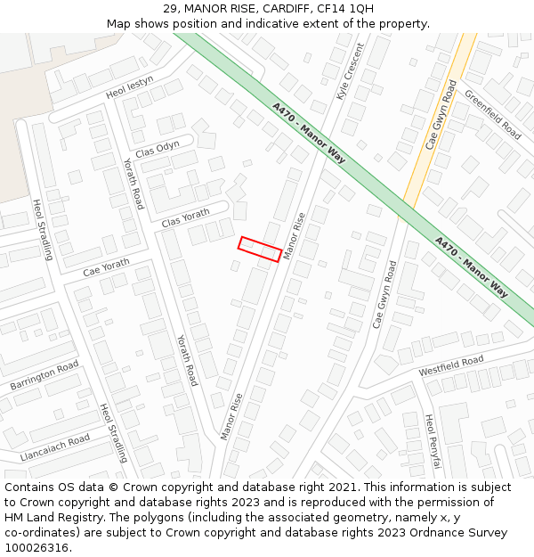 29, MANOR RISE, CARDIFF, CF14 1QH: Location map and indicative extent of plot