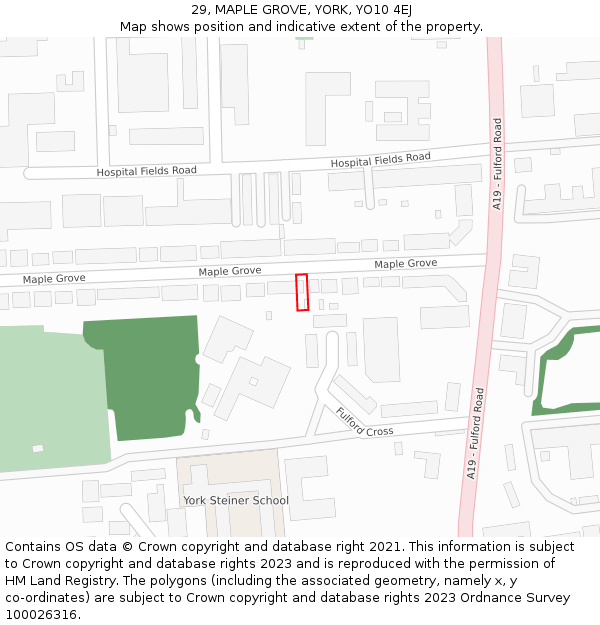 29, MAPLE GROVE, YORK, YO10 4EJ: Location map and indicative extent of plot