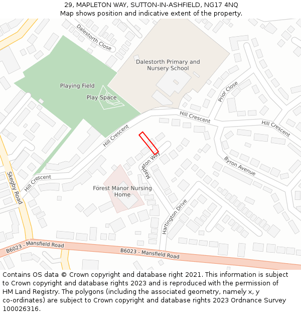 29, MAPLETON WAY, SUTTON-IN-ASHFIELD, NG17 4NQ: Location map and indicative extent of plot