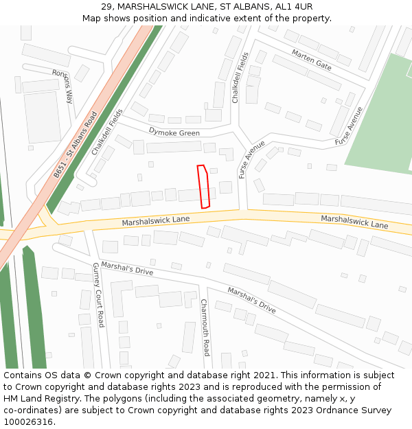 29, MARSHALSWICK LANE, ST ALBANS, AL1 4UR: Location map and indicative extent of plot