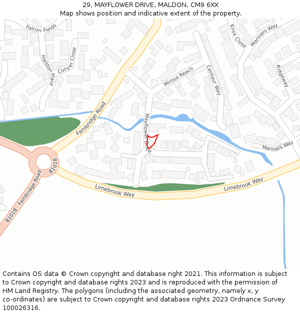 29, MAYFLOWER DRIVE, MALDON, CM9 6XX: Location map and indicative extent of plot