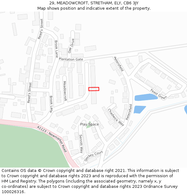 29, MEADOWCROFT, STRETHAM, ELY, CB6 3JY: Location map and indicative extent of plot