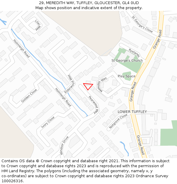 29, MEREDITH WAY, TUFFLEY, GLOUCESTER, GL4 0UD: Location map and indicative extent of plot