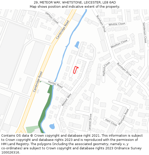 29, METEOR WAY, WHETSTONE, LEICESTER, LE8 6AD: Location map and indicative extent of plot