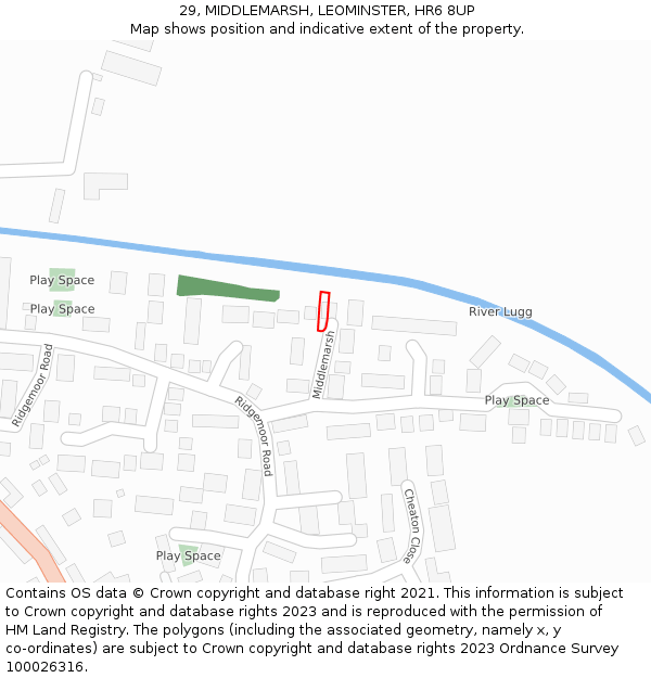 29, MIDDLEMARSH, LEOMINSTER, HR6 8UP: Location map and indicative extent of plot