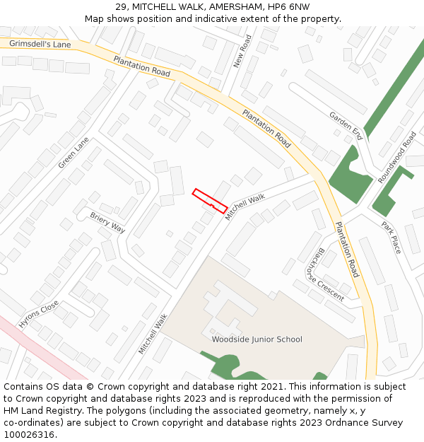 29, MITCHELL WALK, AMERSHAM, HP6 6NW: Location map and indicative extent of plot