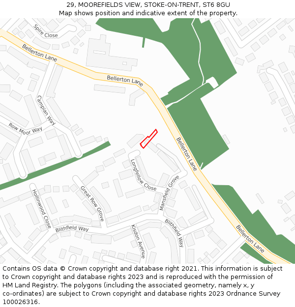 29, MOOREFIELDS VIEW, STOKE-ON-TRENT, ST6 8GU: Location map and indicative extent of plot