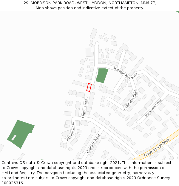 29, MORRISON PARK ROAD, WEST HADDON, NORTHAMPTON, NN6 7BJ: Location map and indicative extent of plot