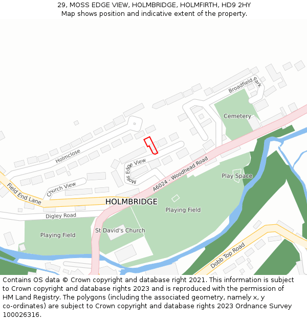 29, MOSS EDGE VIEW, HOLMBRIDGE, HOLMFIRTH, HD9 2HY: Location map and indicative extent of plot