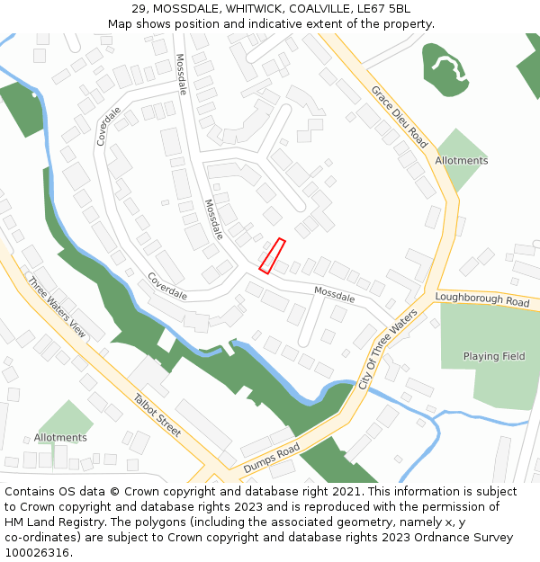 29, MOSSDALE, WHITWICK, COALVILLE, LE67 5BL: Location map and indicative extent of plot