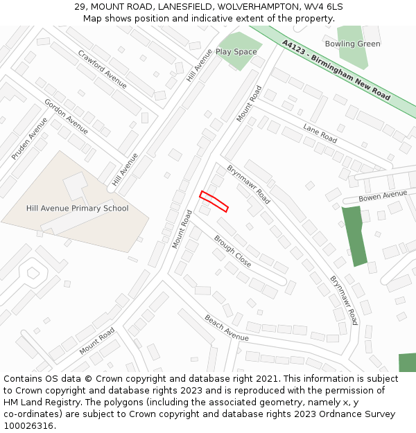 29, MOUNT ROAD, LANESFIELD, WOLVERHAMPTON, WV4 6LS: Location map and indicative extent of plot