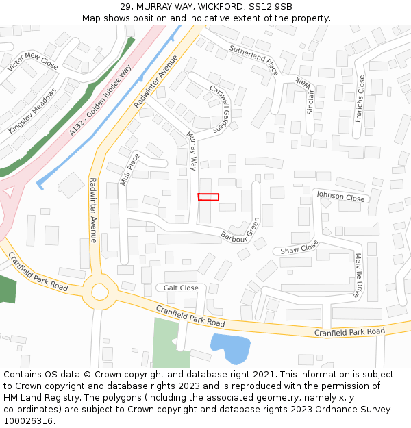 29, MURRAY WAY, WICKFORD, SS12 9SB: Location map and indicative extent of plot