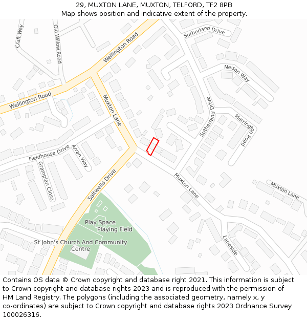 29, MUXTON LANE, MUXTON, TELFORD, TF2 8PB: Location map and indicative extent of plot