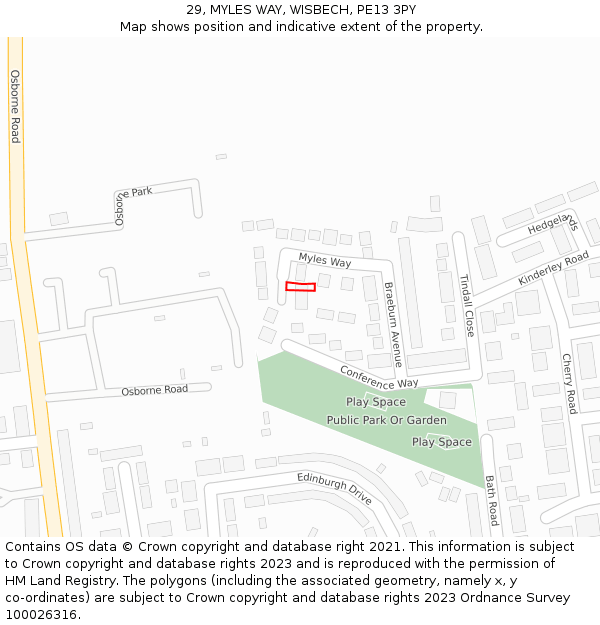 29, MYLES WAY, WISBECH, PE13 3PY: Location map and indicative extent of plot