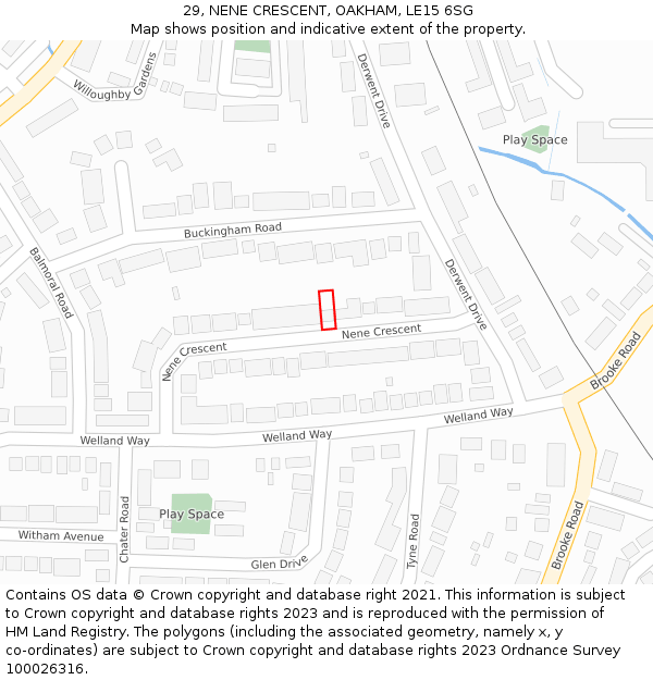 29, NENE CRESCENT, OAKHAM, LE15 6SG: Location map and indicative extent of plot