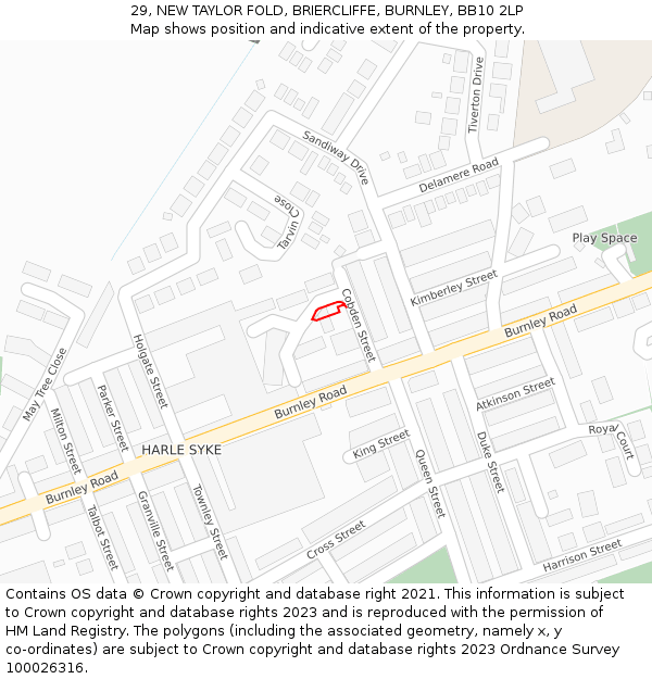 29, NEW TAYLOR FOLD, BRIERCLIFFE, BURNLEY, BB10 2LP: Location map and indicative extent of plot