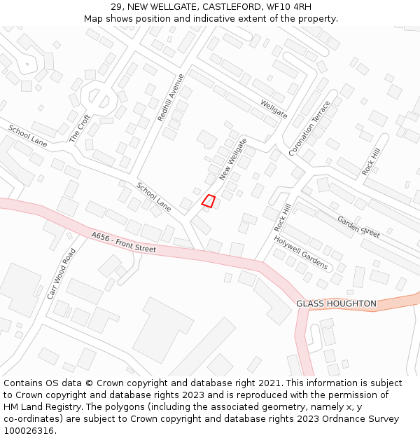 29, NEW WELLGATE, CASTLEFORD, WF10 4RH: Location map and indicative extent of plot