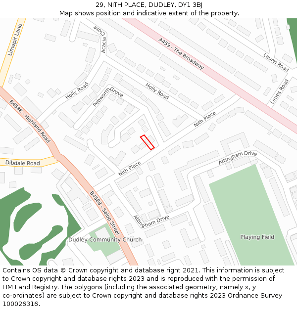 29, NITH PLACE, DUDLEY, DY1 3BJ: Location map and indicative extent of plot