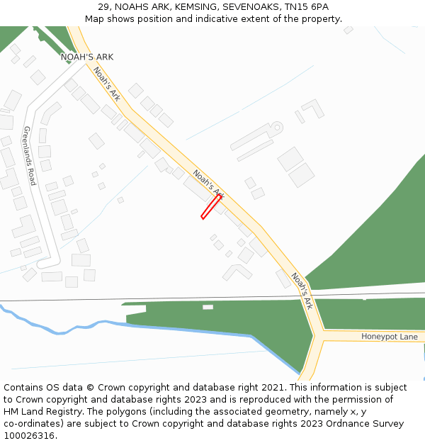 29, NOAHS ARK, KEMSING, SEVENOAKS, TN15 6PA: Location map and indicative extent of plot