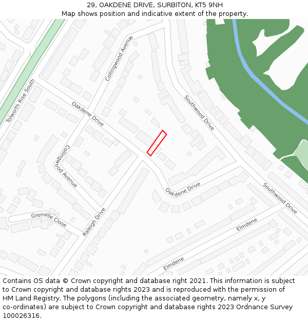 29, OAKDENE DRIVE, SURBITON, KT5 9NH: Location map and indicative extent of plot