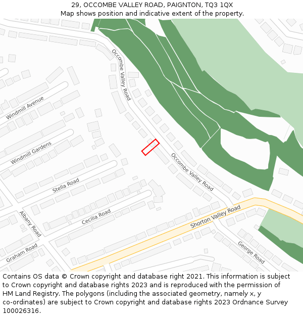 29, OCCOMBE VALLEY ROAD, PAIGNTON, TQ3 1QX: Location map and indicative extent of plot