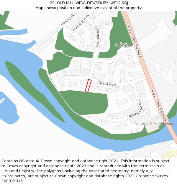 29, OLD MILL VIEW, DEWSBURY, WF12 9QJ: Location map and indicative extent of plot