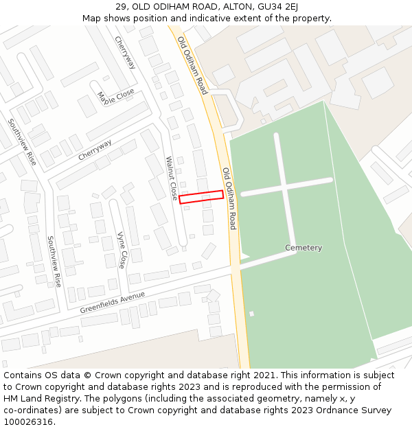 29, OLD ODIHAM ROAD, ALTON, GU34 2EJ: Location map and indicative extent of plot