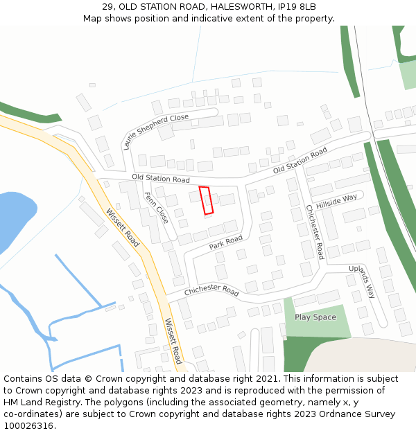 29, OLD STATION ROAD, HALESWORTH, IP19 8LB: Location map and indicative extent of plot