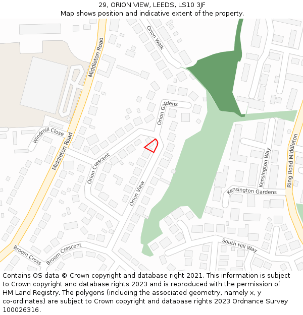 29, ORION VIEW, LEEDS, LS10 3JF: Location map and indicative extent of plot