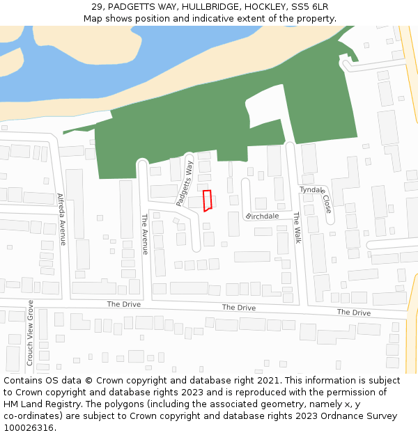 29, PADGETTS WAY, HULLBRIDGE, HOCKLEY, SS5 6LR: Location map and indicative extent of plot