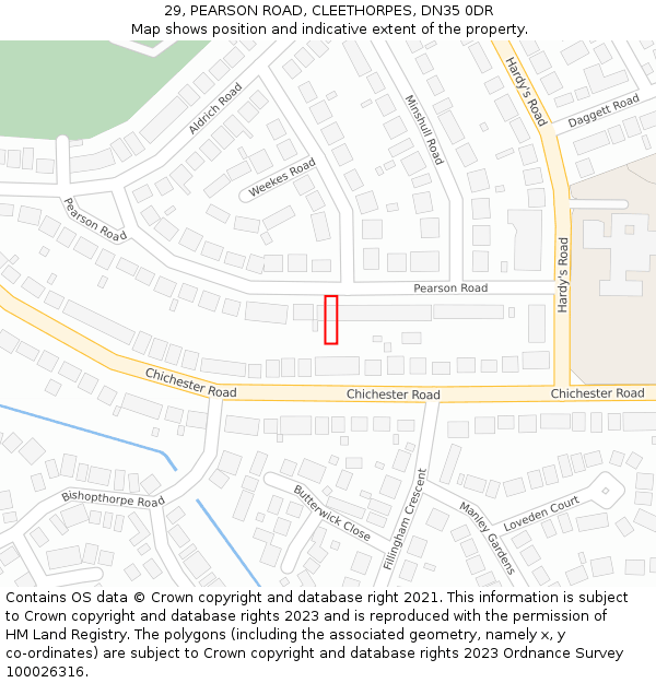 29, PEARSON ROAD, CLEETHORPES, DN35 0DR: Location map and indicative extent of plot