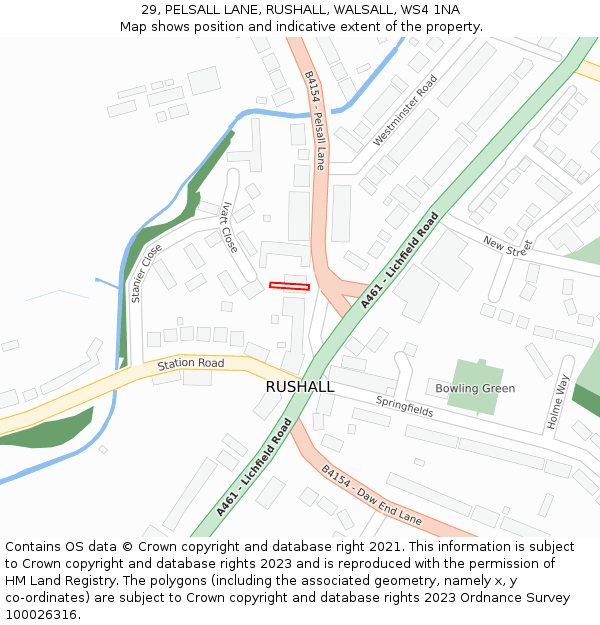 29, PELSALL LANE, RUSHALL, WALSALL, WS4 1NA: Location map and indicative extent of plot