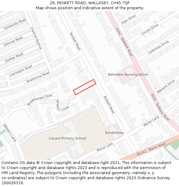 29, PENKETT ROAD, WALLASEY, CH45 7QF: Location map and indicative extent of plot