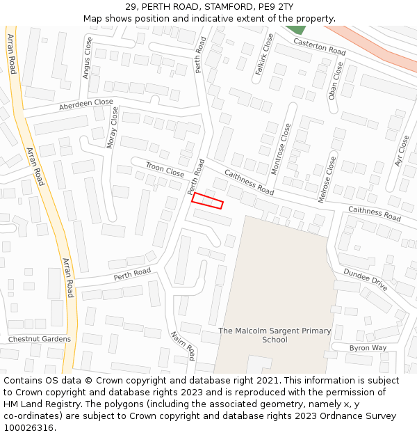 29, PERTH ROAD, STAMFORD, PE9 2TY: Location map and indicative extent of plot