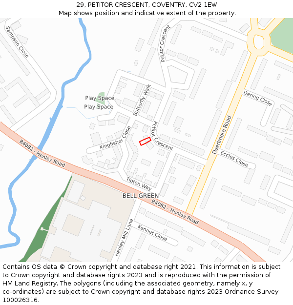 29, PETITOR CRESCENT, COVENTRY, CV2 1EW: Location map and indicative extent of plot