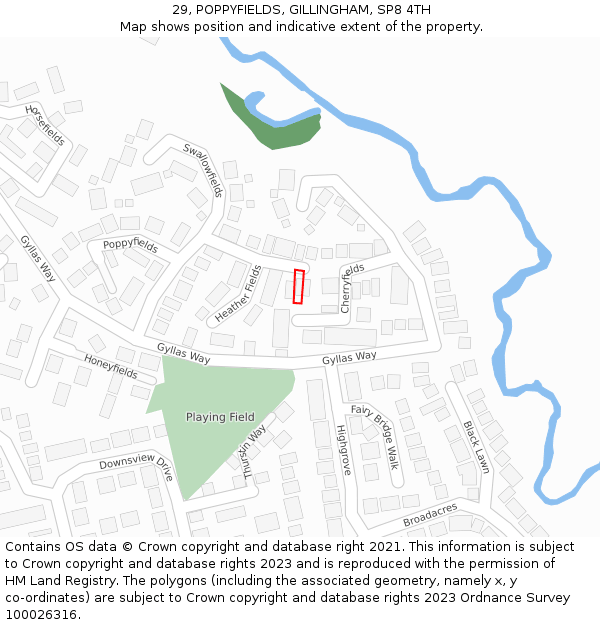 29, POPPYFIELDS, GILLINGHAM, SP8 4TH: Location map and indicative extent of plot