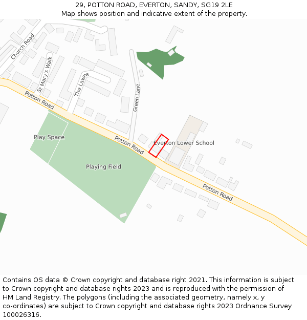 29, POTTON ROAD, EVERTON, SANDY, SG19 2LE: Location map and indicative extent of plot