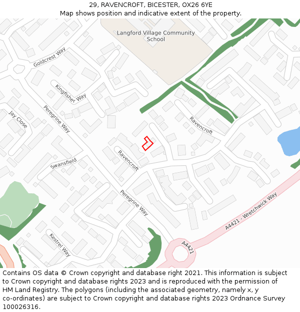 29, RAVENCROFT, BICESTER, OX26 6YE: Location map and indicative extent of plot