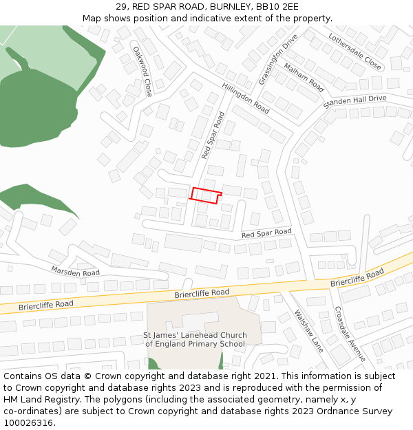 29, RED SPAR ROAD, BURNLEY, BB10 2EE: Location map and indicative extent of plot