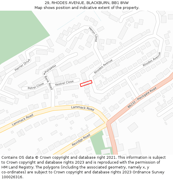 29, RHODES AVENUE, BLACKBURN, BB1 8NW: Location map and indicative extent of plot