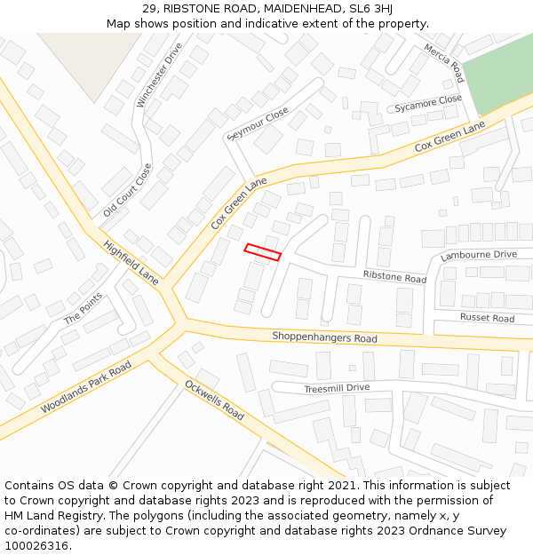 29, RIBSTONE ROAD, MAIDENHEAD, SL6 3HJ: Location map and indicative extent of plot