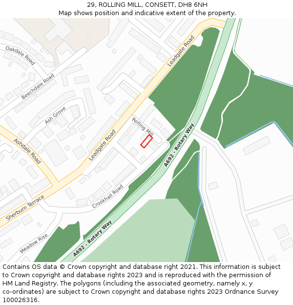 29, ROLLING MILL, CONSETT, DH8 6NH: Location map and indicative extent of plot