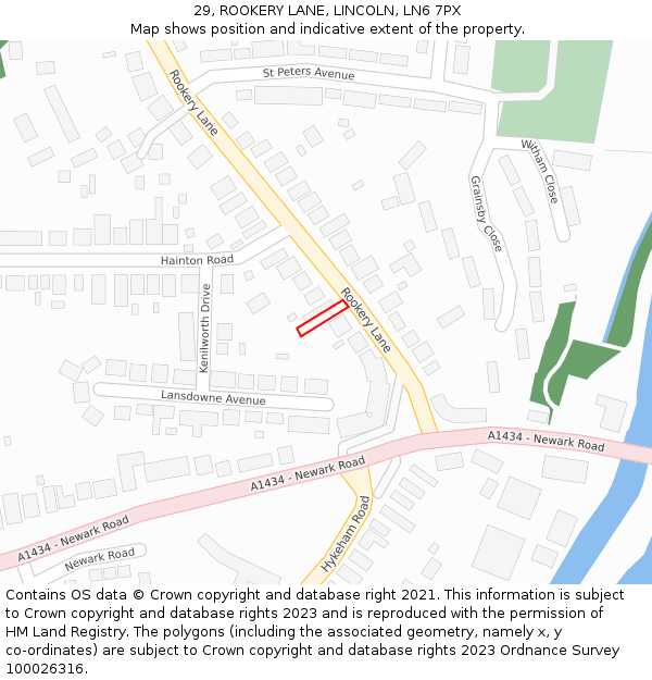 29, ROOKERY LANE, LINCOLN, LN6 7PX: Location map and indicative extent of plot