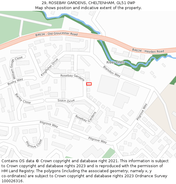 29, ROSEBAY GARDENS, CHELTENHAM, GL51 0WP: Location map and indicative extent of plot