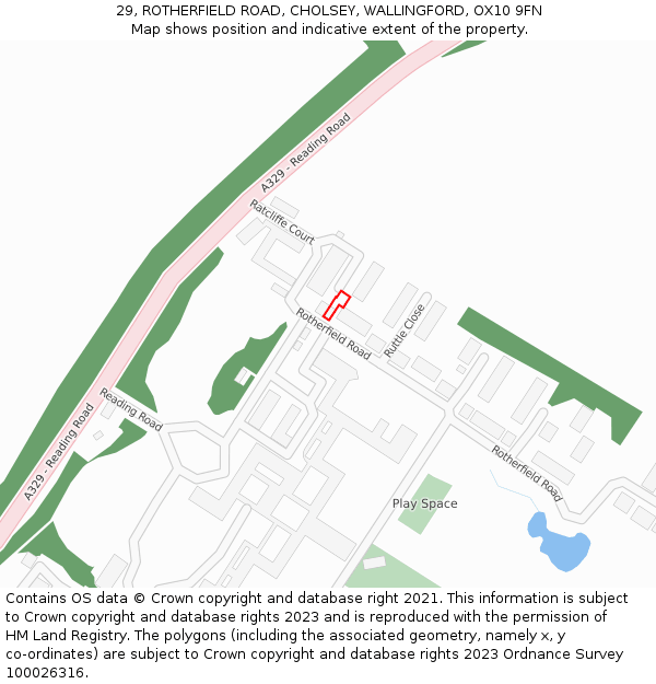 29, ROTHERFIELD ROAD, CHOLSEY, WALLINGFORD, OX10 9FN: Location map and indicative extent of plot