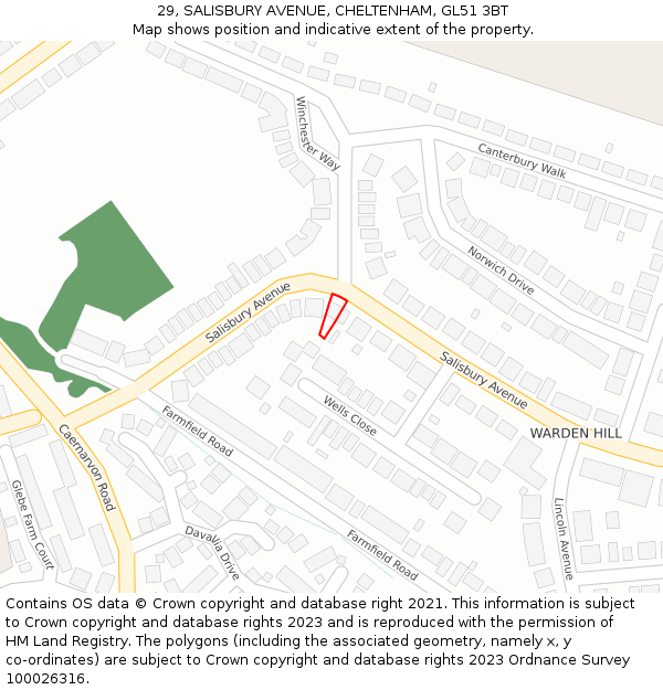 29, SALISBURY AVENUE, CHELTENHAM, GL51 3BT: Location map and indicative extent of plot
