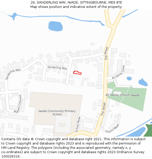 29, SANDERLING WAY, IWADE, SITTINGBOURNE, ME9 8TE: Location map and indicative extent of plot